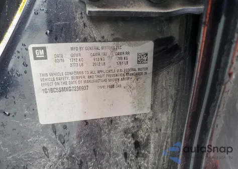 2016 Chevrolet Cruze Ls из США, поврежденный, VIN 1G1BC5SMXG7236937